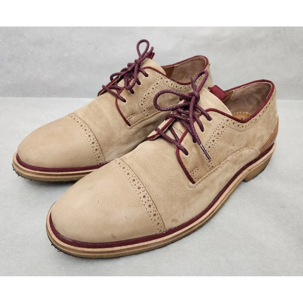 Johnston & Murphy 1850 (Sz 9 M) Crepe Soles Khaki Cap Toe Men's Nubuck Shoes